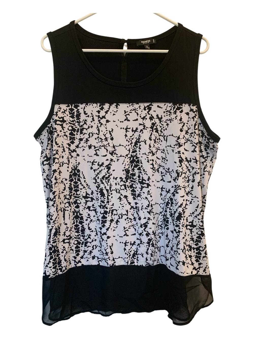 Premise Studio Woman Blouse Plus Size Black & White Sleeveless 1X - Picture 1 of 11